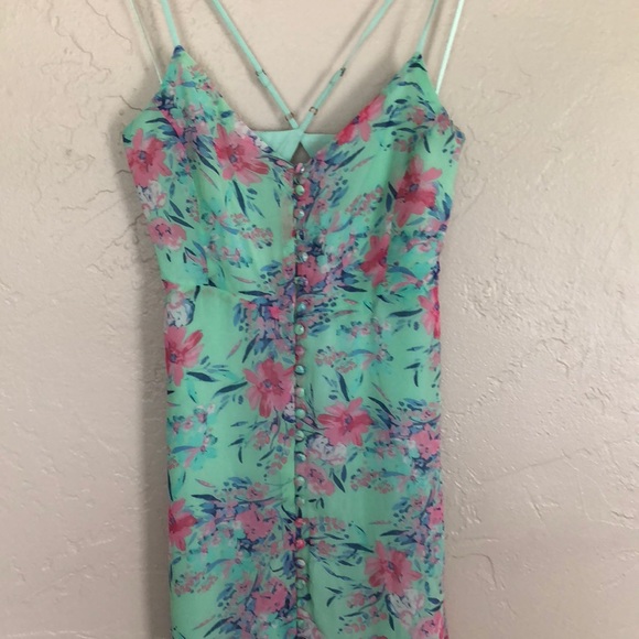 NWOT [love sadie] seafoam/pink floral maxi dress - Picture 4 of 8